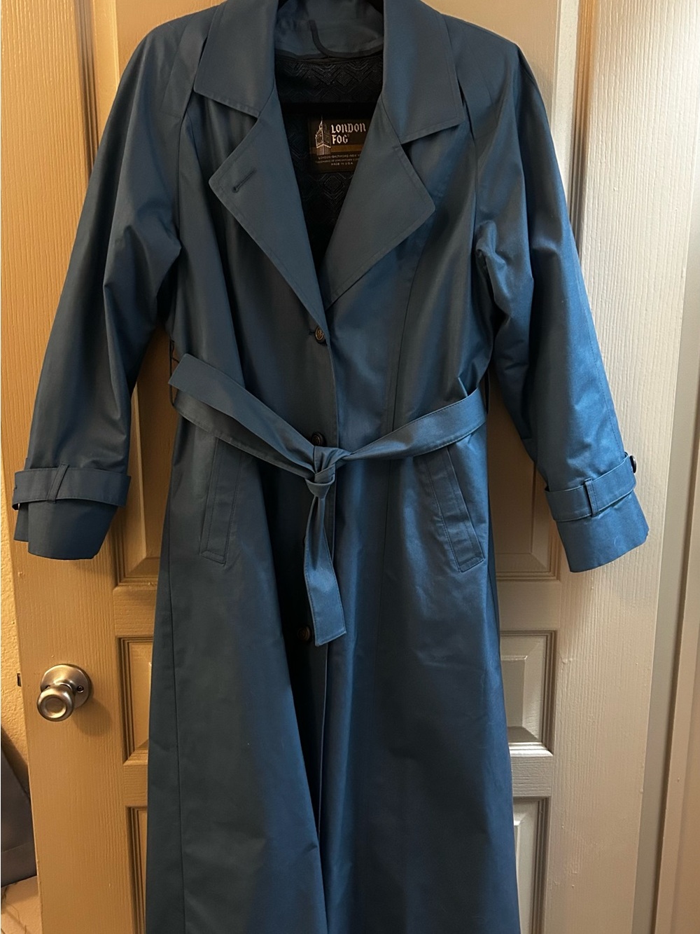 London Fog Women's Teal-Blue Trench Coat with Belt